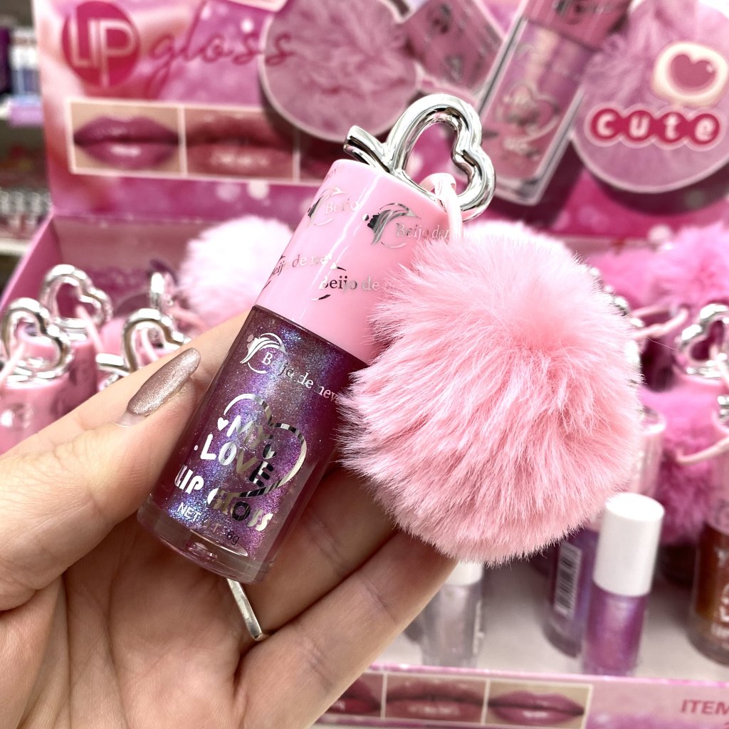 Gloss Labial + Chaveiro Pompom BN6010 - Beijo De Neve GLOS0391