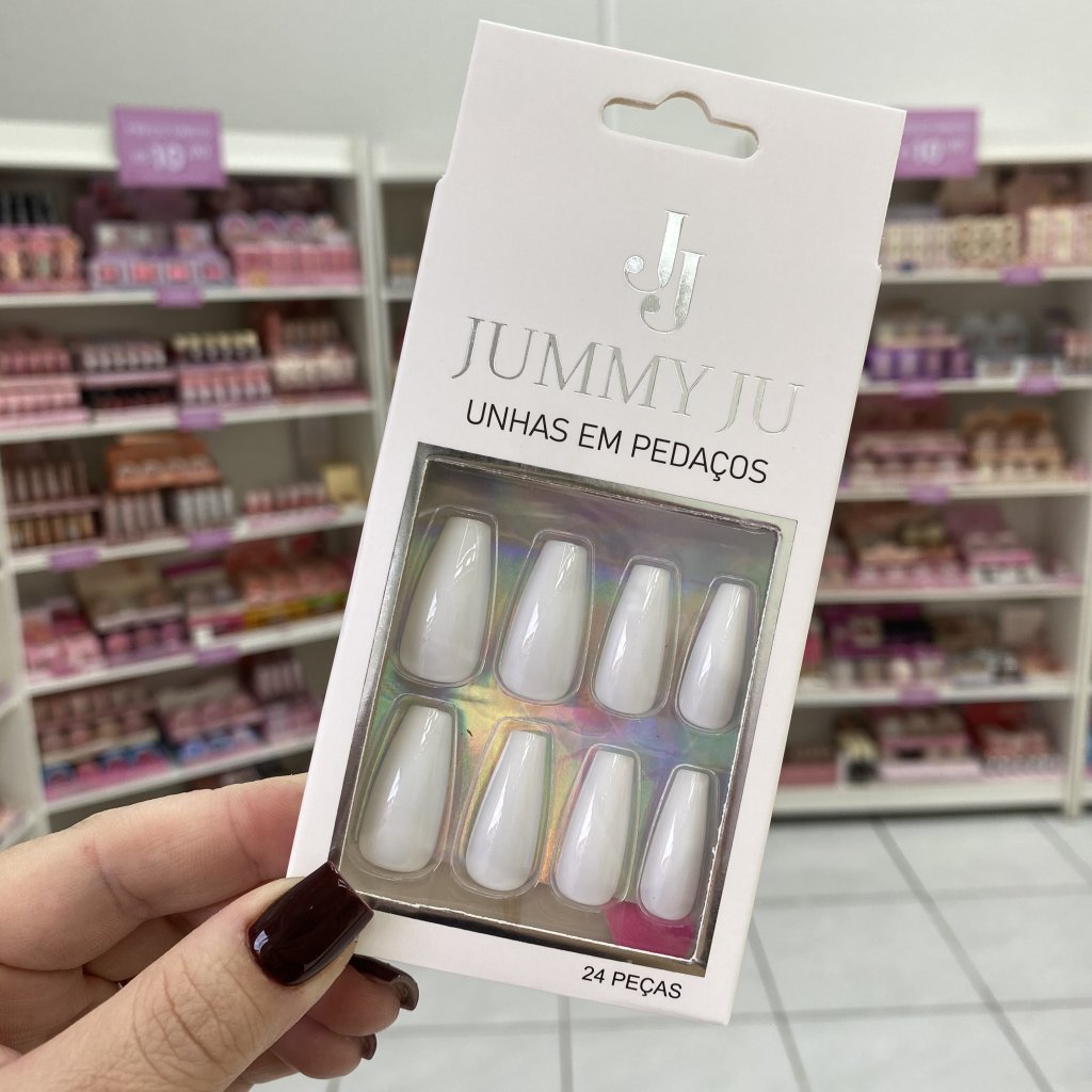 Unha Postiça Bailarina Médio Cor Branca - Jummy Ju UP0219