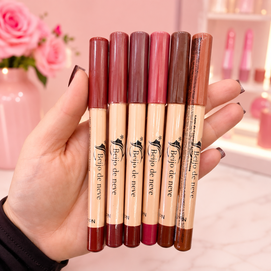 Lápis labial contornou e batom BN5008 - beijo de Neve