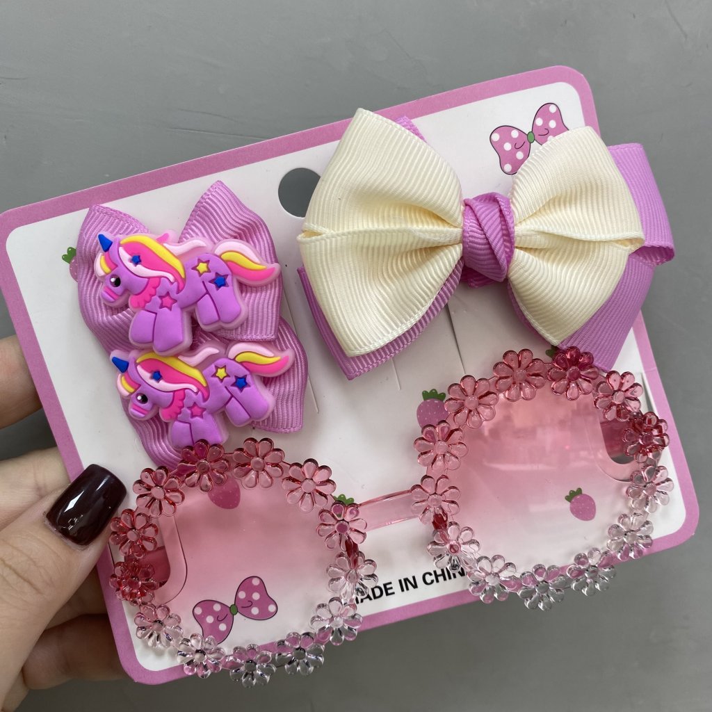 Kit presilha laço + óculos redondo e flor infantil ♥️