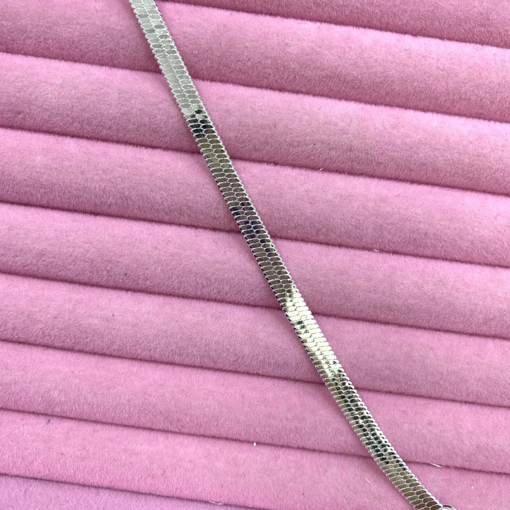 Pulseira prata folheado fio malha cobra lisa ✨