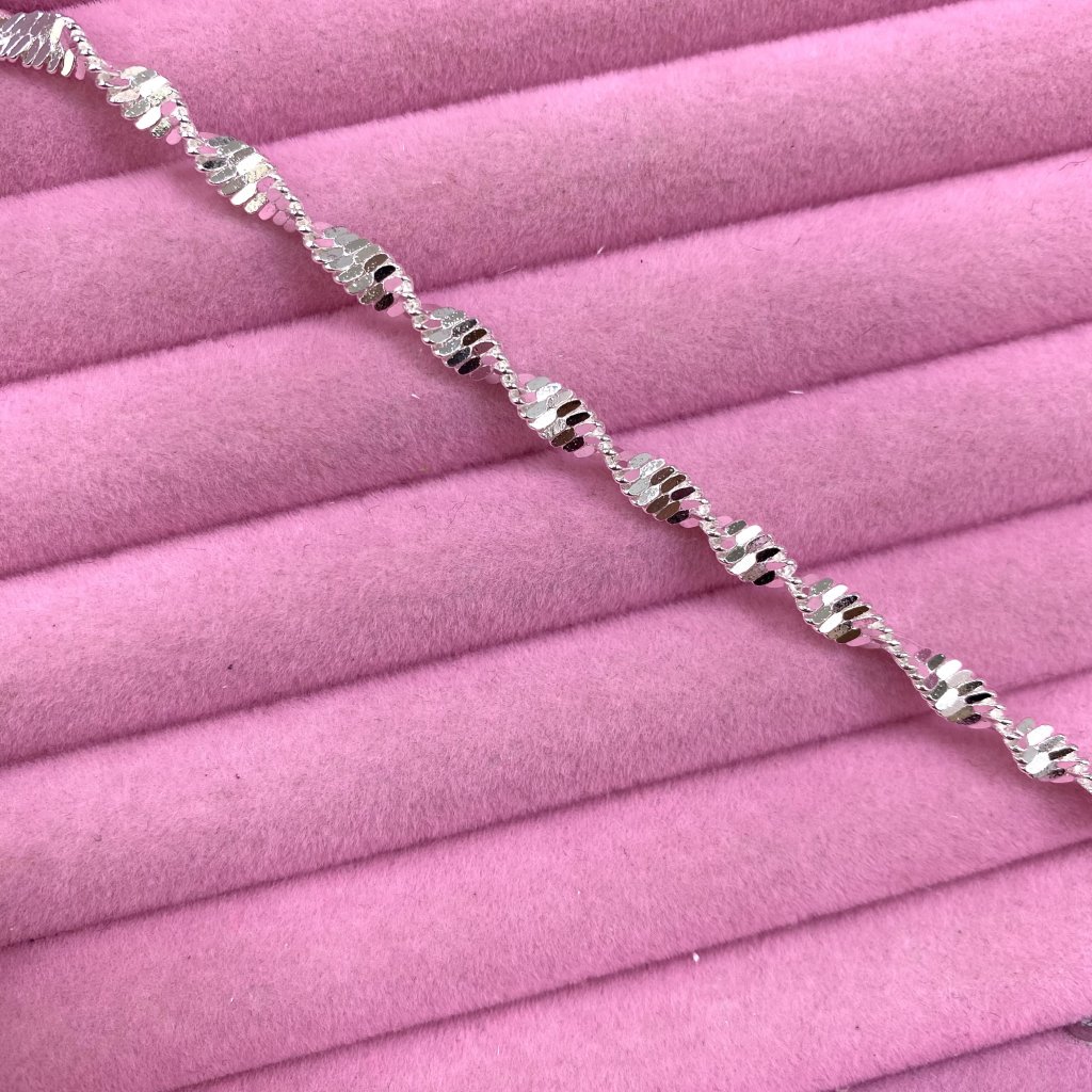 Pulseira prata folheado fio cobra torcido ✨