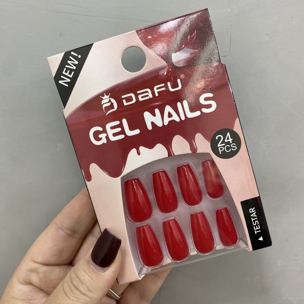 Unha Postiça Modelo Bailarina Pequeno Cor Vermelho - Dafu UP0239