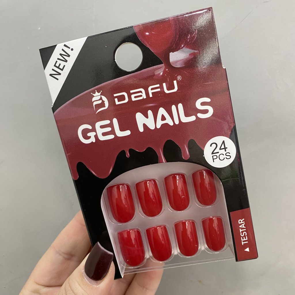 Unha Postiça Modelo Quadrado Curto Cor Vermelho - Dafu UP0241
