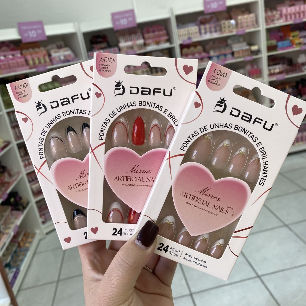 Unha Postiça Almond Mirror 24pçs - Dafu UP0242