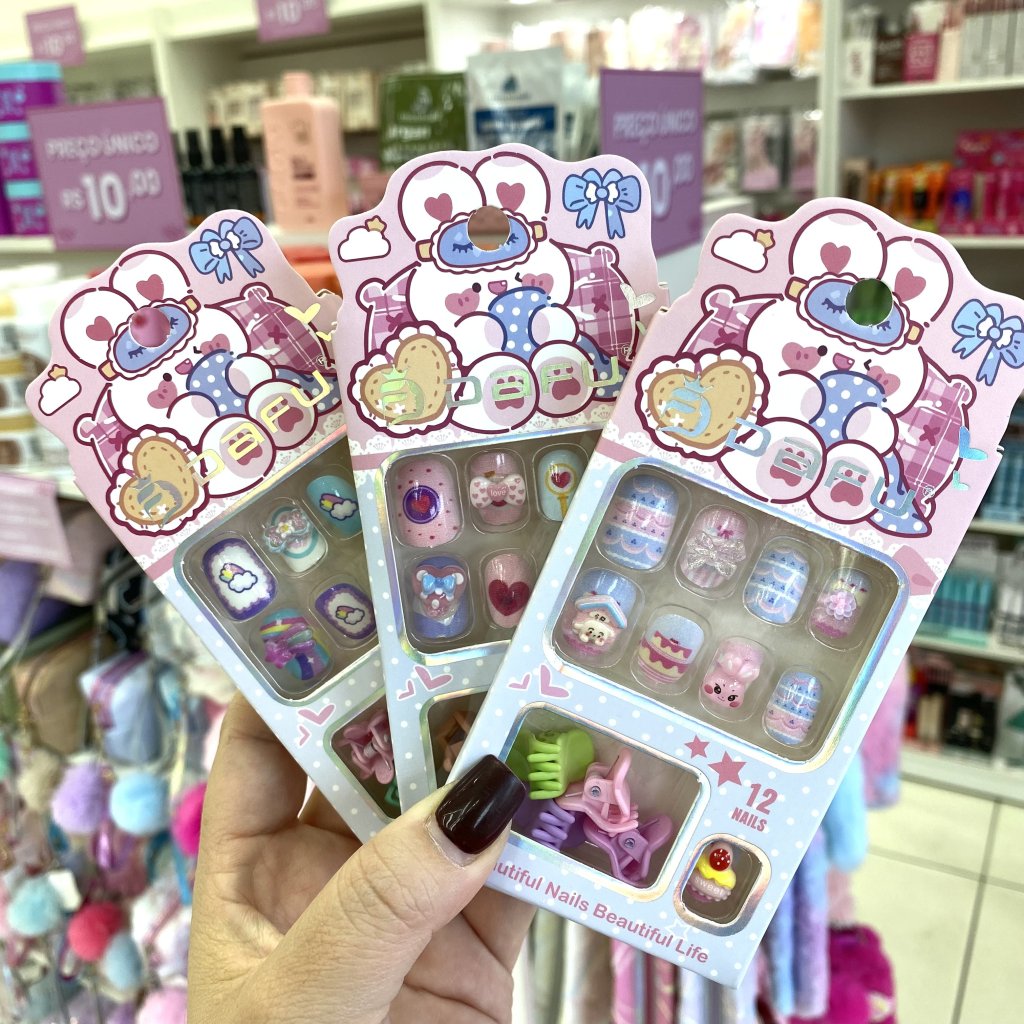 Unha Postiça Infantil + Mini Presilha (Embalagem Coelho) - Dafu UP0249