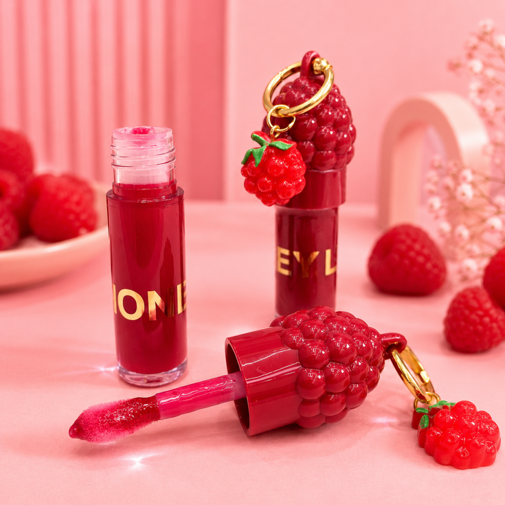 Gloss labial + chaveiro framboesa - Lip Honey GLOS0417