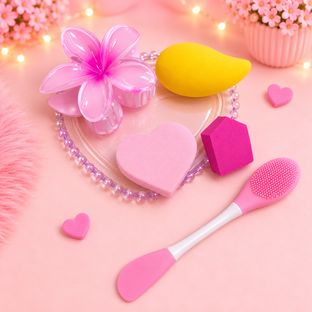 Kit Esponjas, Pincel + Presilha Flor 🌸 ESP0128