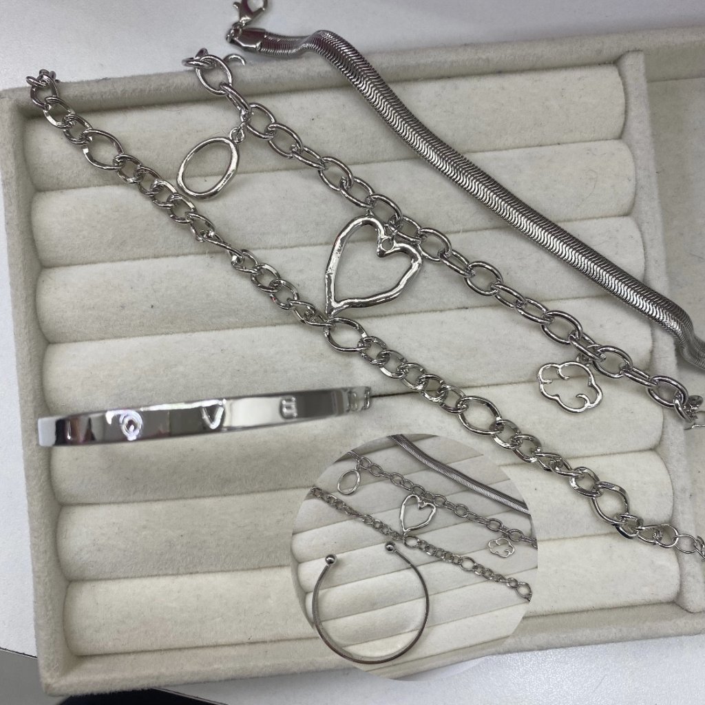 Kit pulseiras + bracelete love bijoux fina Modelo coração ✨