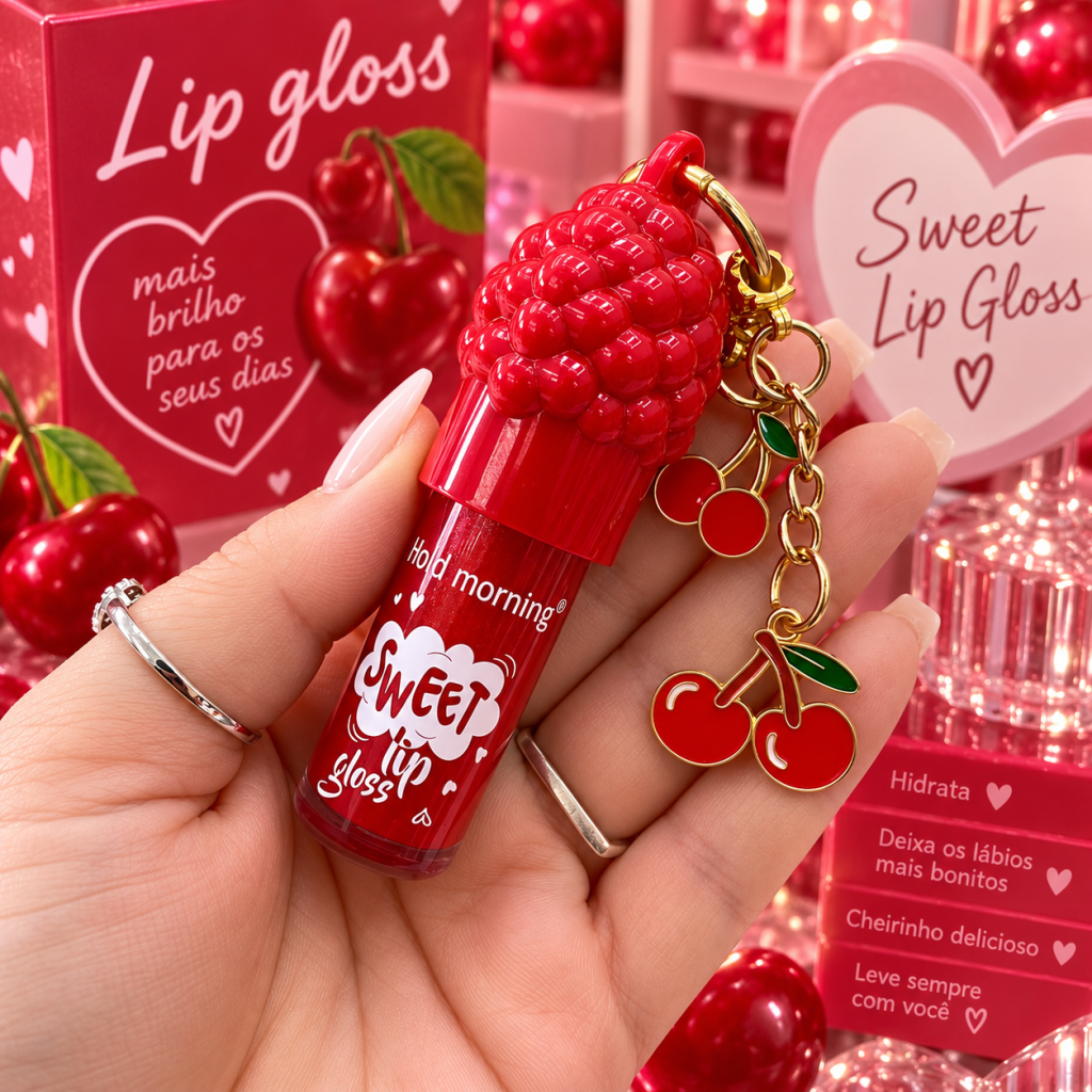 Gloss Labial Sweet + chaveiro cereja 🍒 HL6415 - Hold Morning 