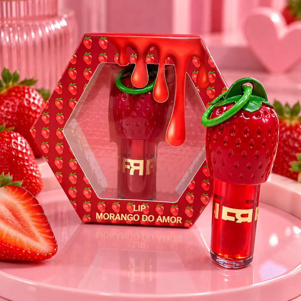 Gloss Labial Morango Do Amor + Mosquetão Fr 🍓 GLOS0422