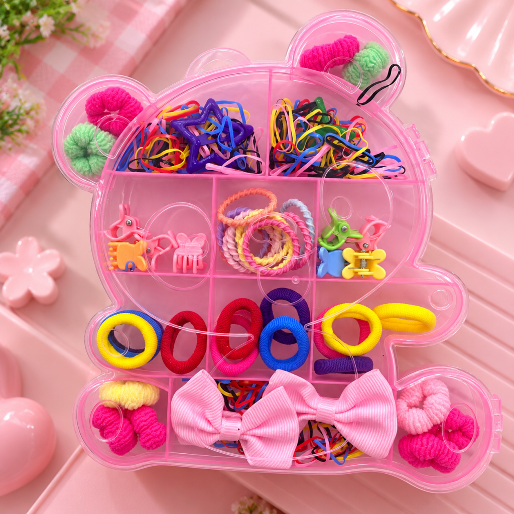 Kit De Presilhas E Laços + Elásticos Infantil (Urso) ✨ INF0114