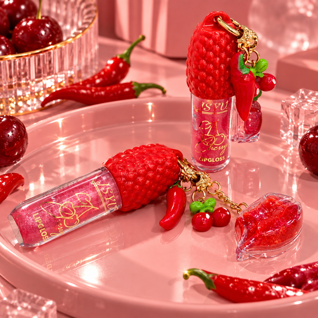 Gloss Labial E Balm Labial + Chaveiro Pimenta E Cereja JSL-047 - JSYV GLOS0429