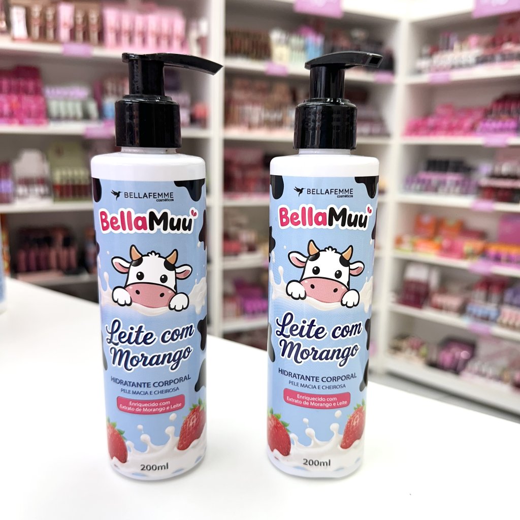 Hidratante corporal Leite com morango Bella Muu - Bella Femme