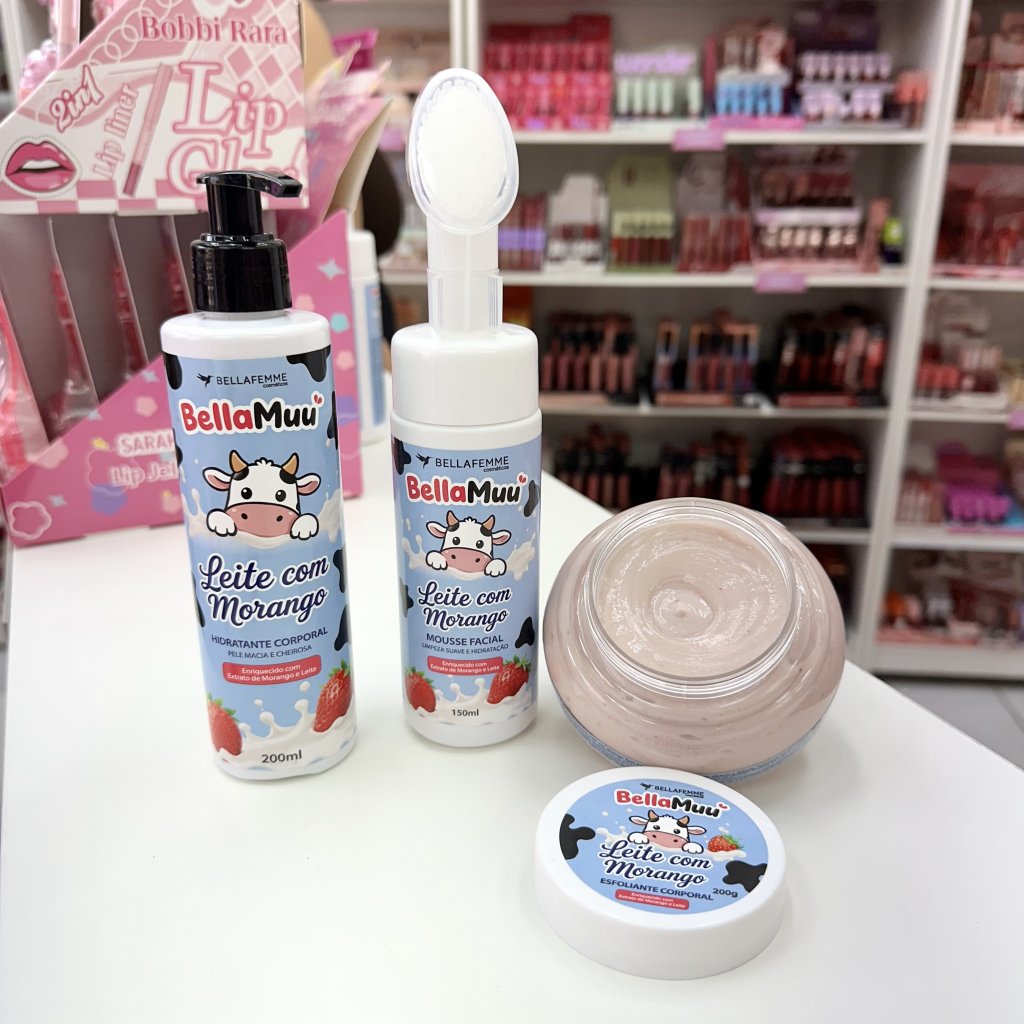 Kit corporal Leite com Morango Bella Muu - Bella Femme