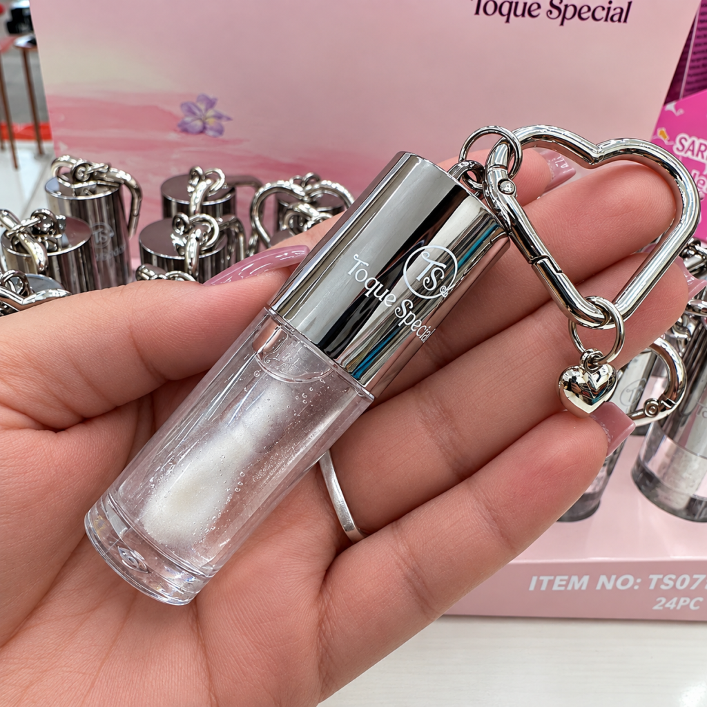 Lip oil Volumização incolor + chaveiro coração prata TS07141 - Toque Special
