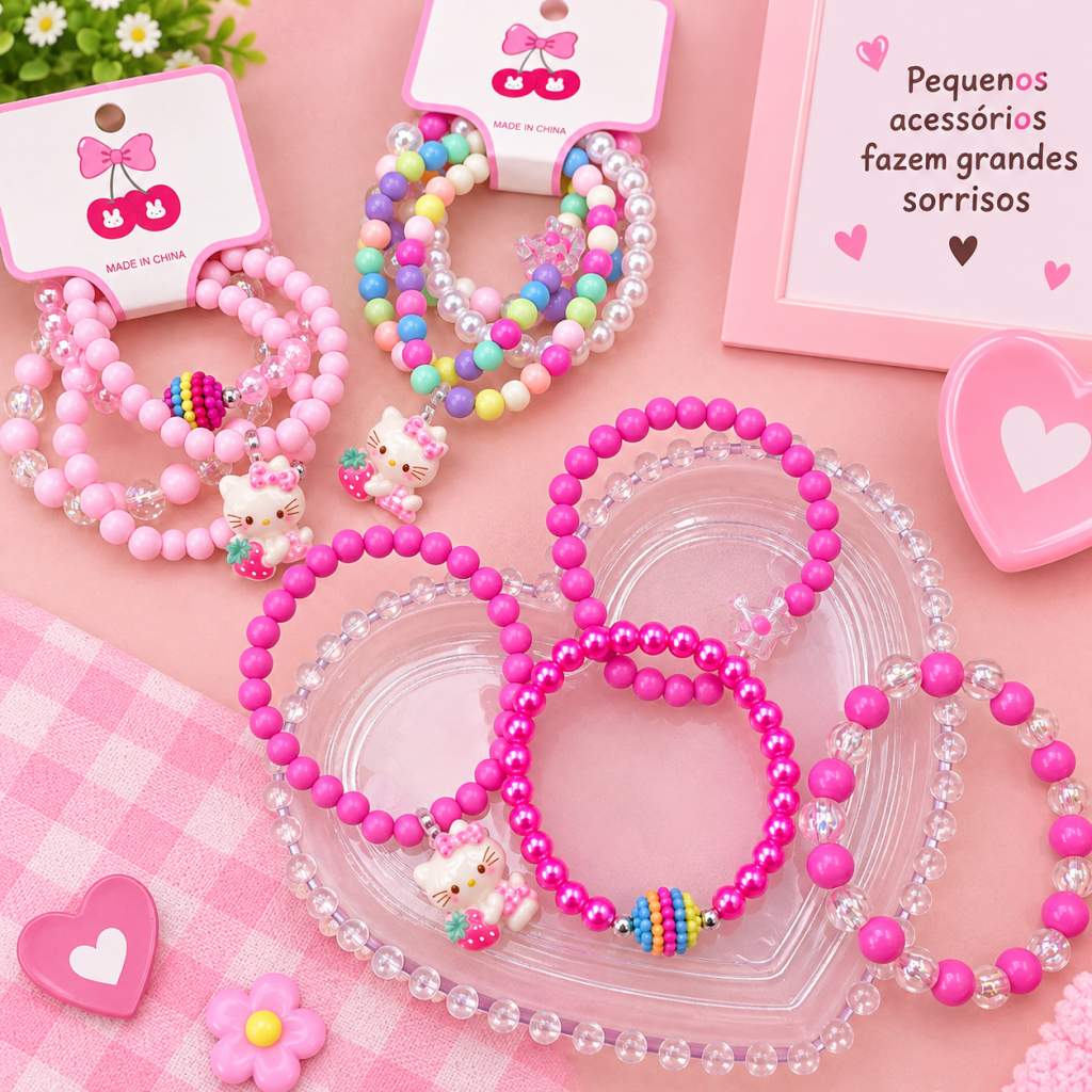 Pulseira de miçangas infantil Hello kitty 💕
