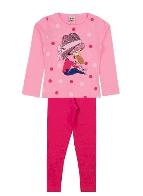 Conjunto Meia Estação Guu Kids Love Dog Rosa Cód: 208