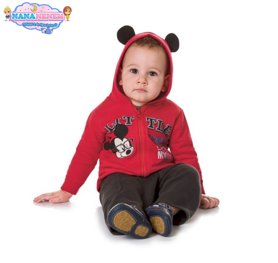 Conjunto Bebê Disney Jaqueta Capuz Orelhinhas Do Mickey Cód: 491