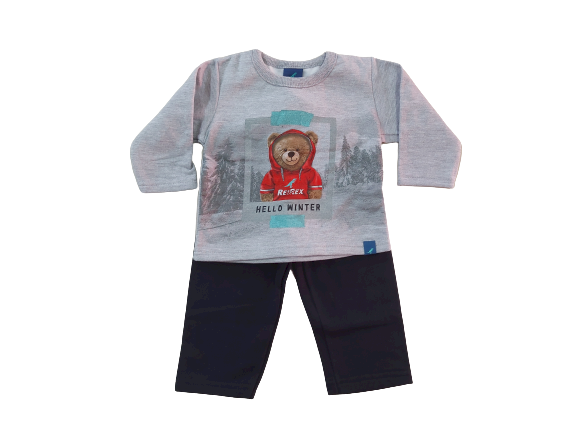 Conjunto Bebê Rei Rex Ursinho Blusão e Calça Moletom Cód: 120