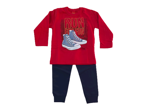 Conjunto Moletom Kyly Run for fun Vermelho/Marinho Cód: 122