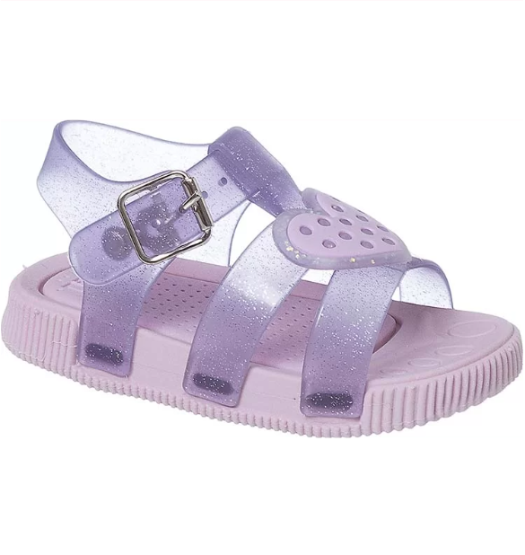 Sandália Keto Baby Injetada Lilás Glitter Coração Cód: 441