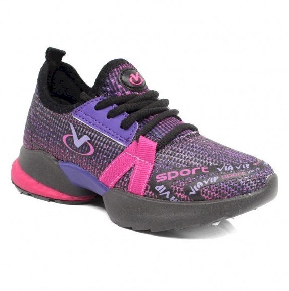 Tênis Infantil Sport Via Vip Preto/pink Cód: 346
