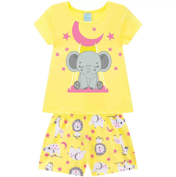 Pijama Kyly Brilha No Escuro Elefantinho Amarelo Cód: 306