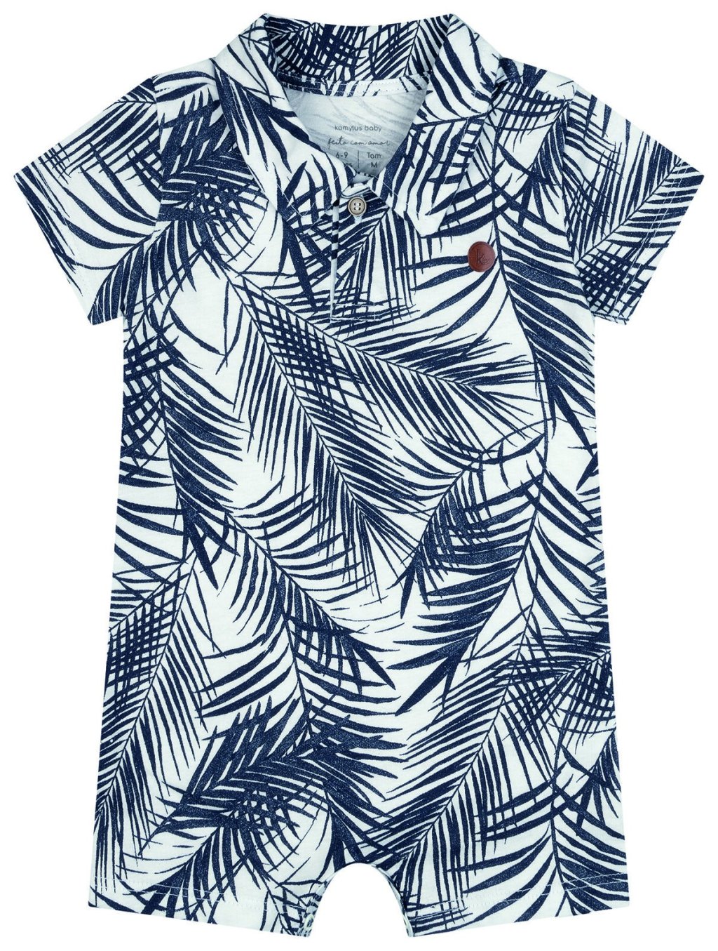 Macaquinho Bebê Kamylus Estampado Folhagens Azul Cód: 432