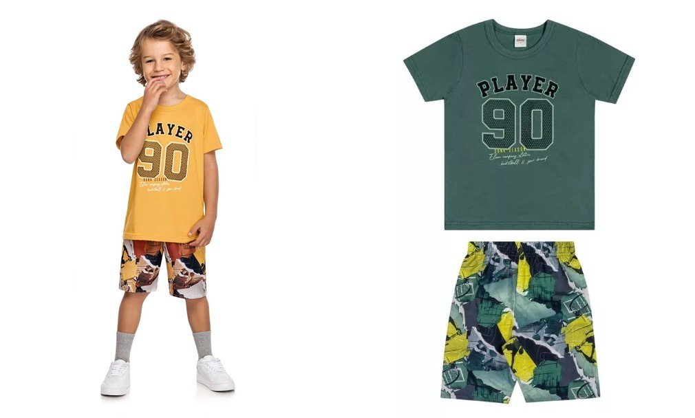Conjunto Infantil Elian Basquete Player Verde Cód: 490