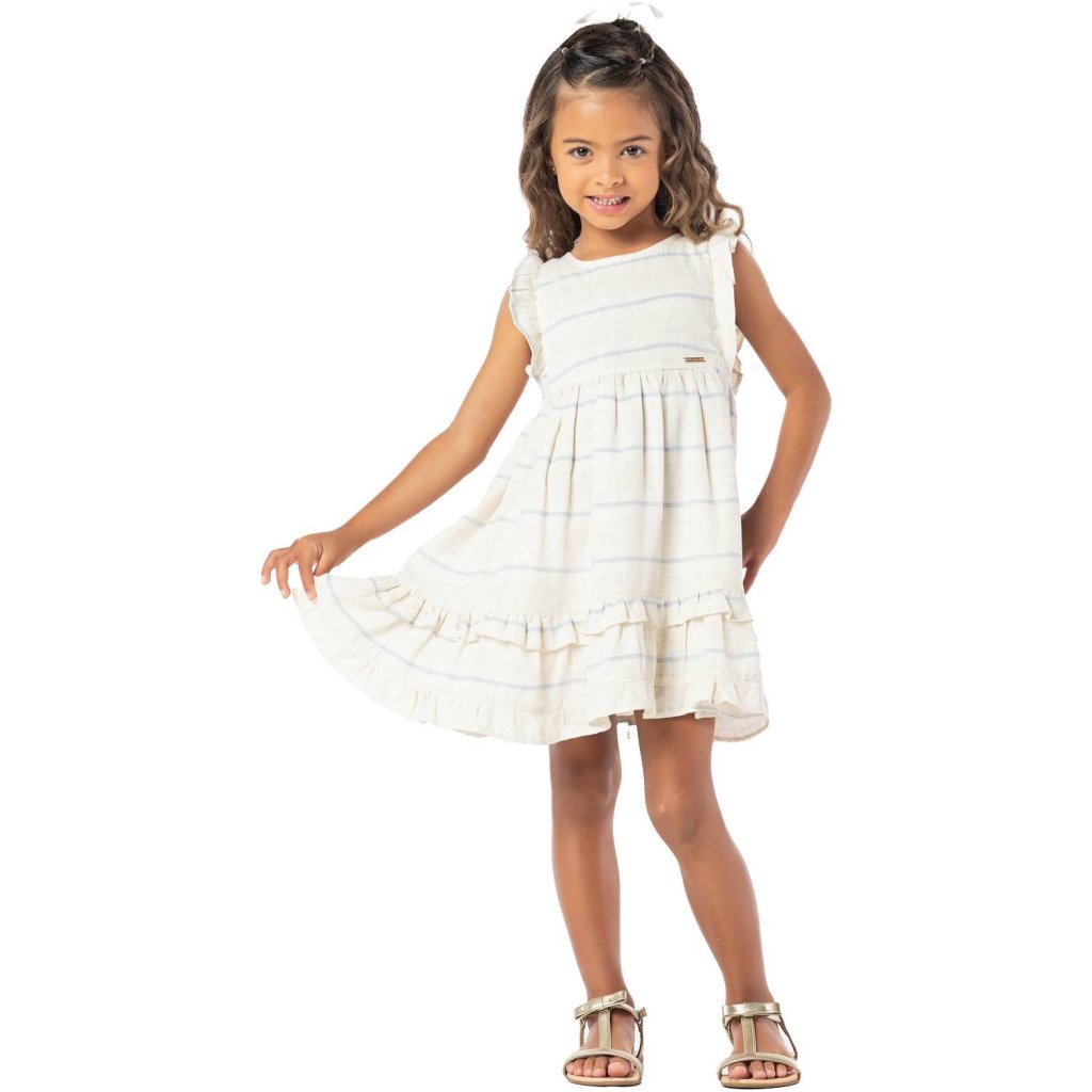 Vestido Vrasalon Bege com Azul Linha Festa Luxo Cód: 463