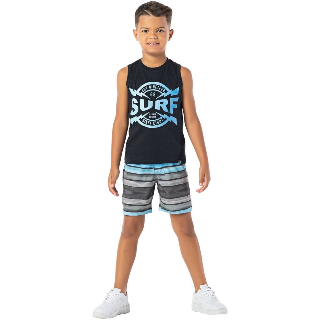 Conjunto Infantil Vrasalon Surf Preto/Azul Cód: 539
