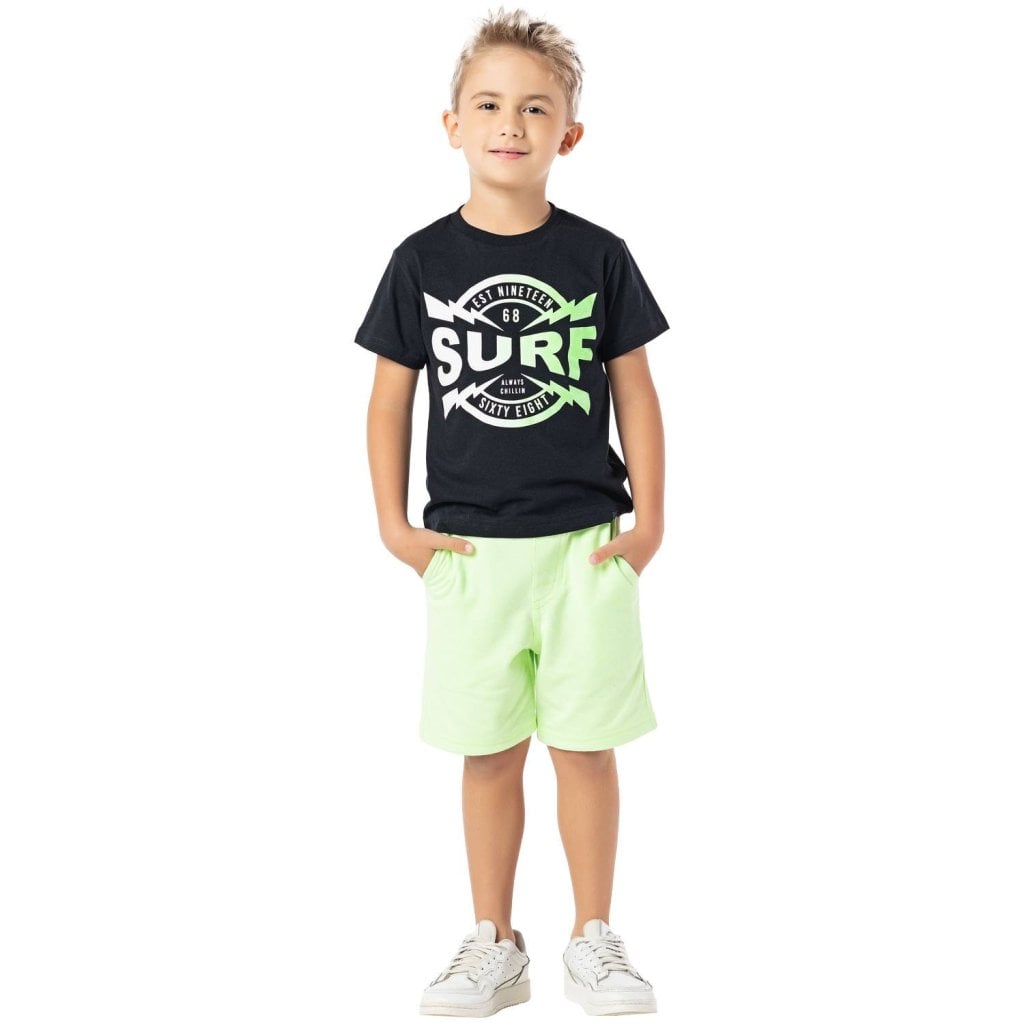 Conjunto Infantil Vrasalon Surf Verde Neon Cód: 237