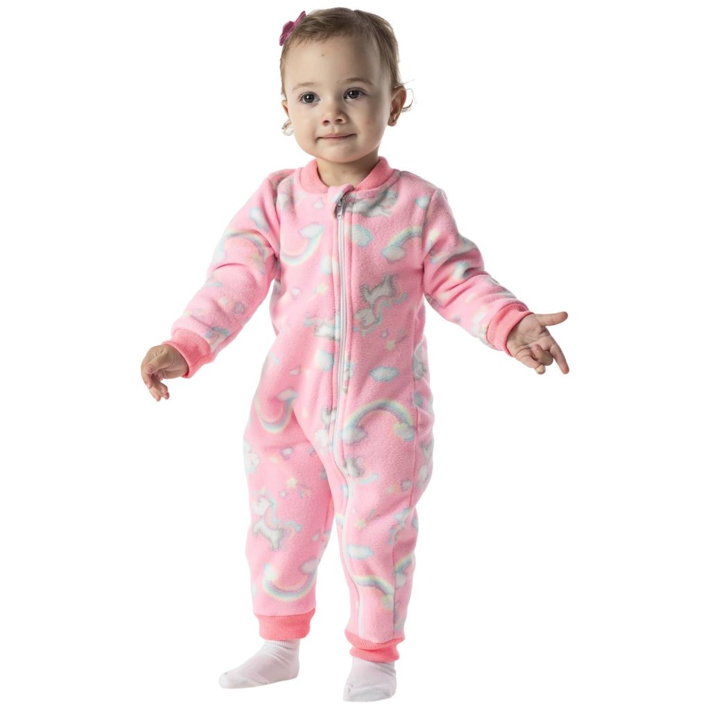 Pijama Macacão Infantil Vrasalon Unicórnio Rosa Cód: 541