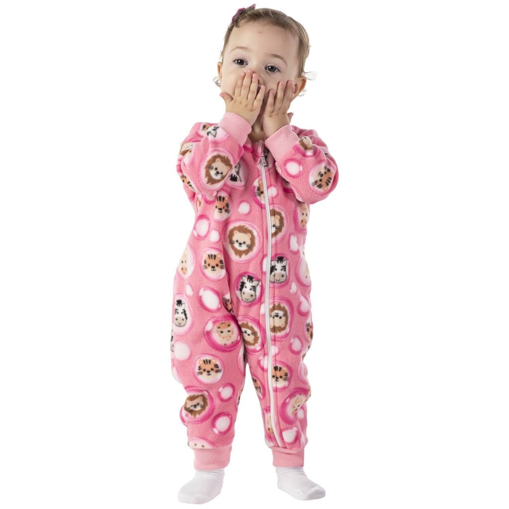 Pijama Macacão Infantil Vrasalon Safari Rosa Cód: 542