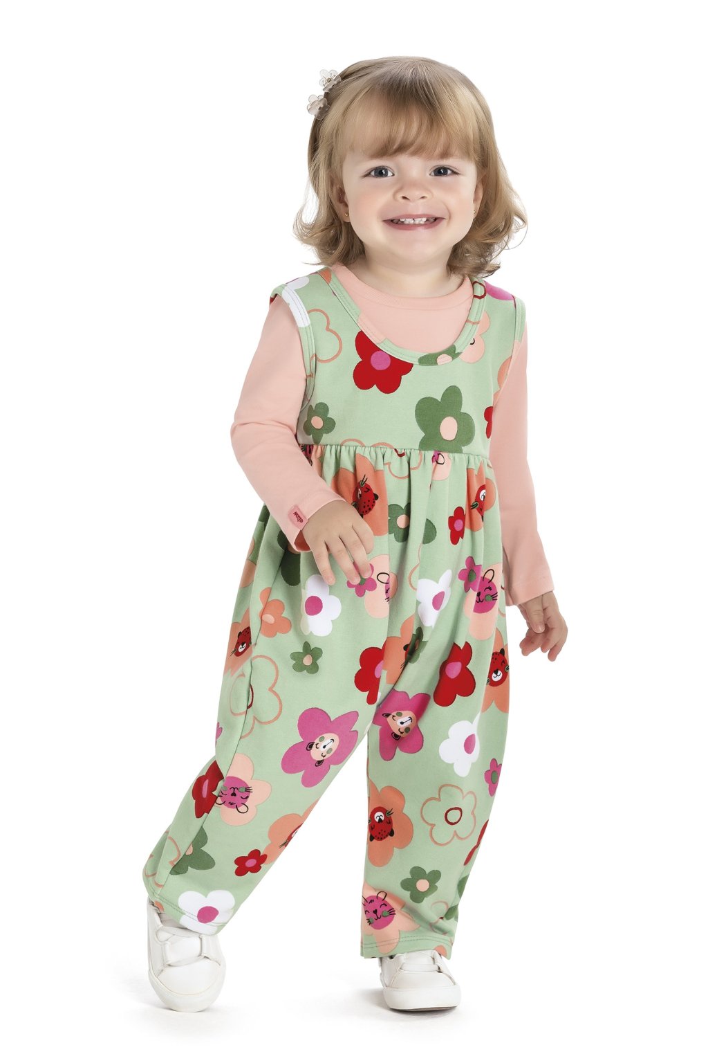 Conjunto Macacão Elian Florzinhas Verde Cód: 553