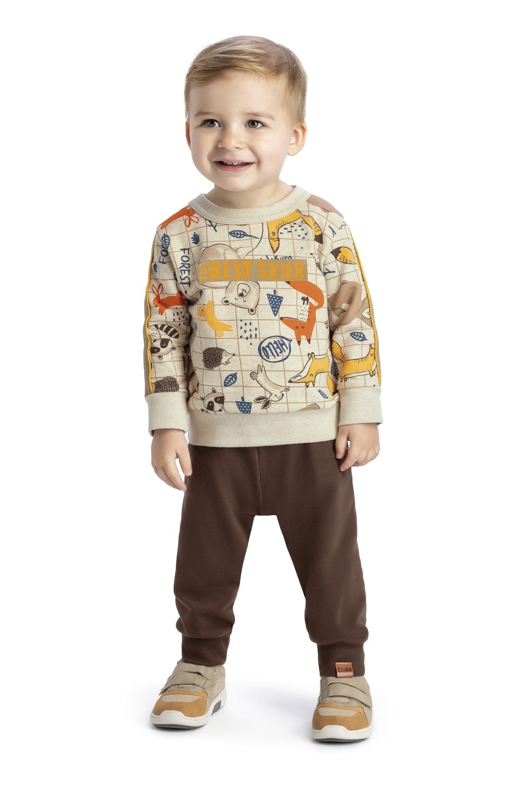 Conjunto Bebê Elian Moletom Best Skier Marrom Cód: 563