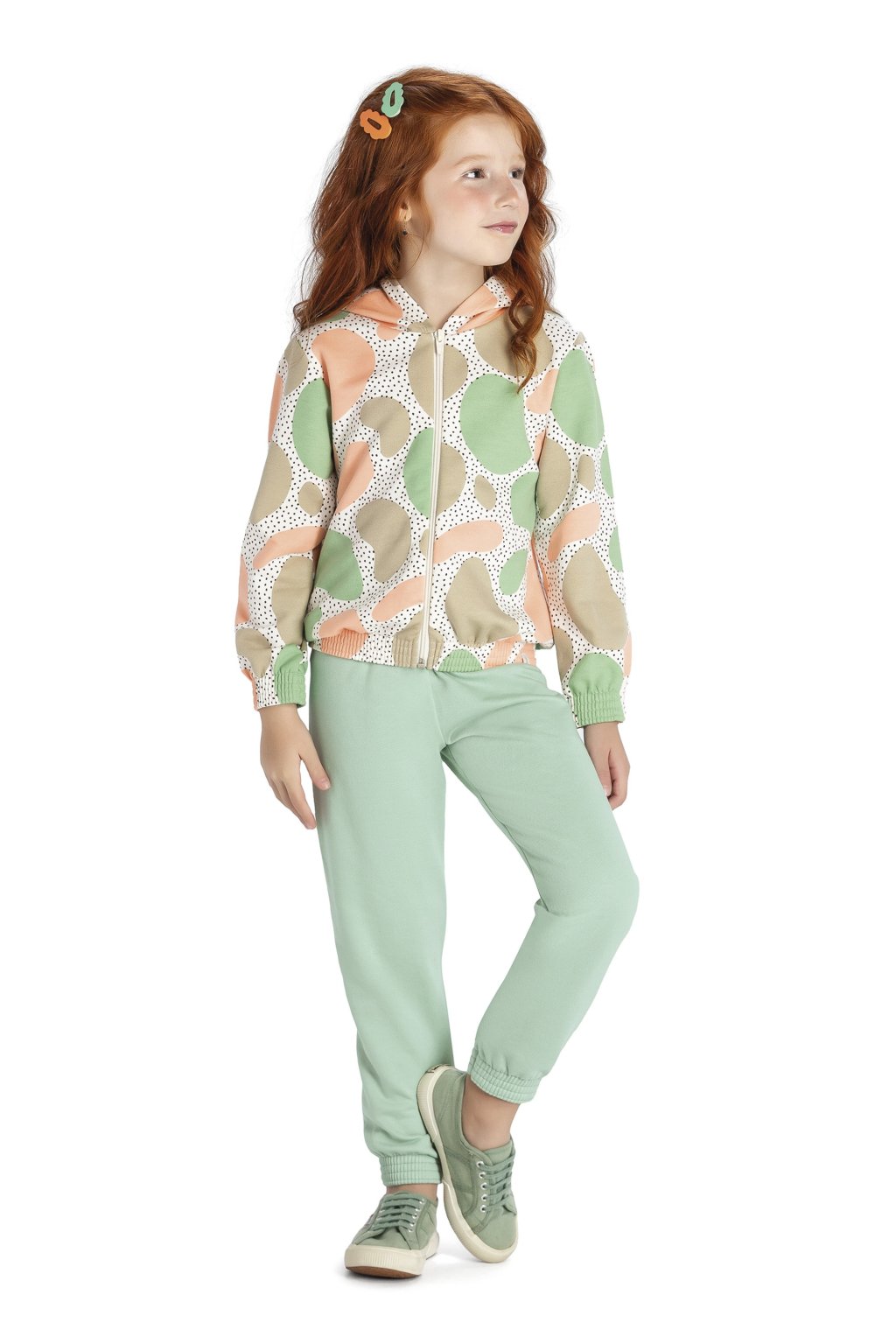 Conjunto Elian Moletom Conceitual Bege com Verde Cód: 572