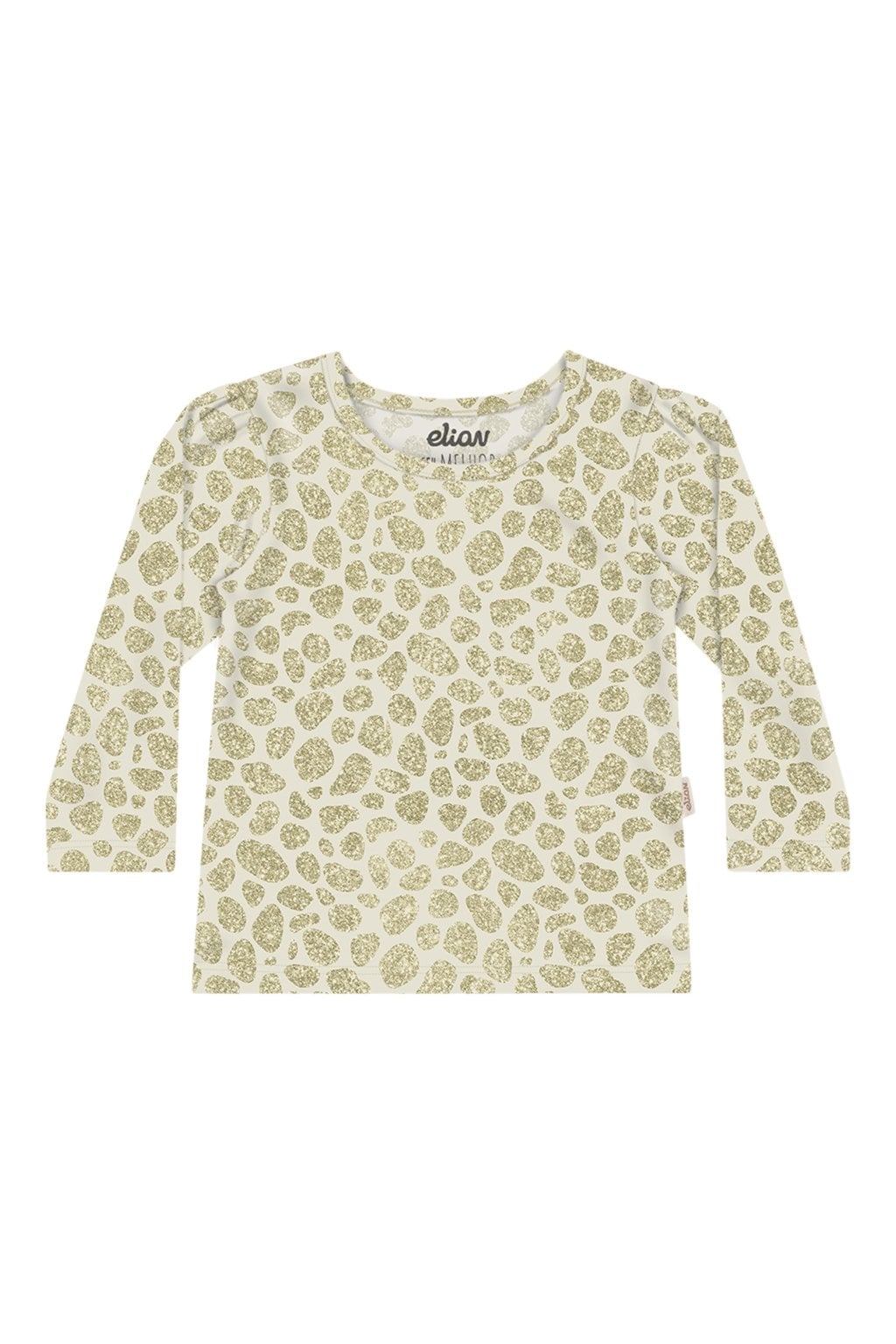 Blusa Infantil Elian Estampada Manga Longa Bege Cód: 576