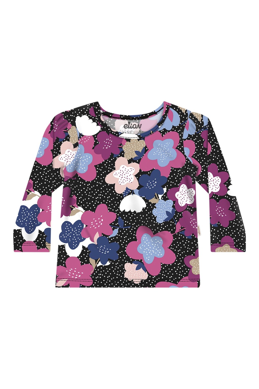 Blusa Infantil Elian Estampada Manga Longa Preta Cód: 577