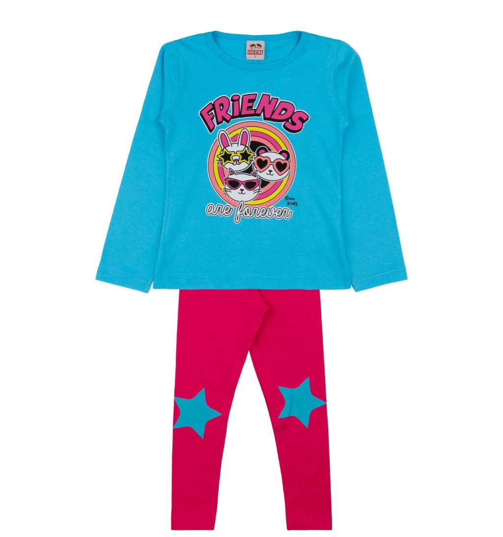 Conjunto Meia Estação Guu Kids Love Friends Azul Cód: 221