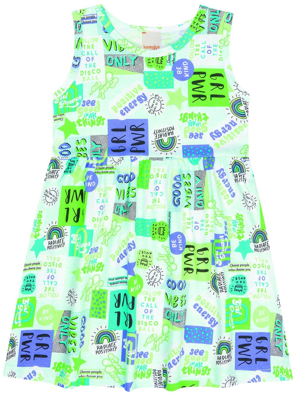 Vestido Kamylus Infantil Good Vibes Azul Cód: 182