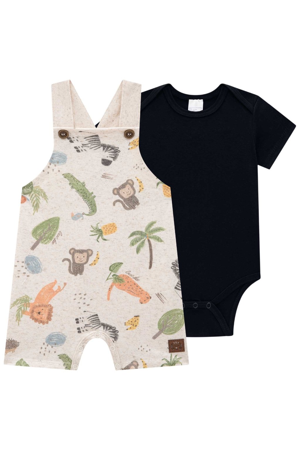 Conjunto Infantil Jardineira e Body Luc.Boo Safari Cód: 286