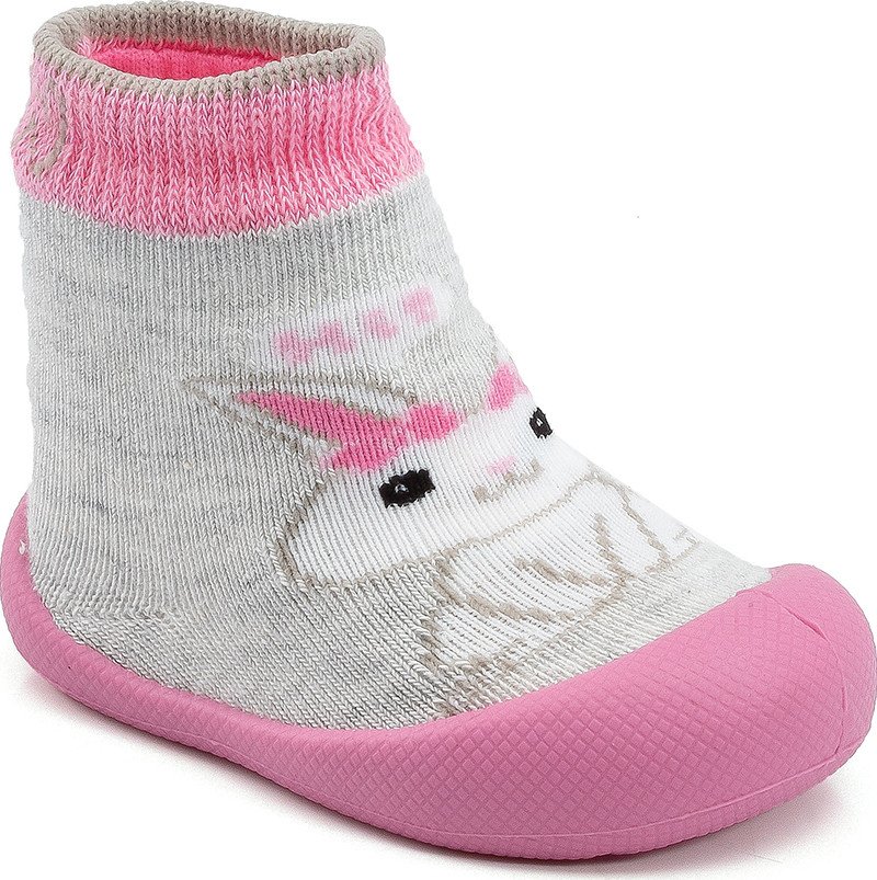 Sapatinho Klin Meia Com Solado Confort Coelhinha Rosa Cód: 274