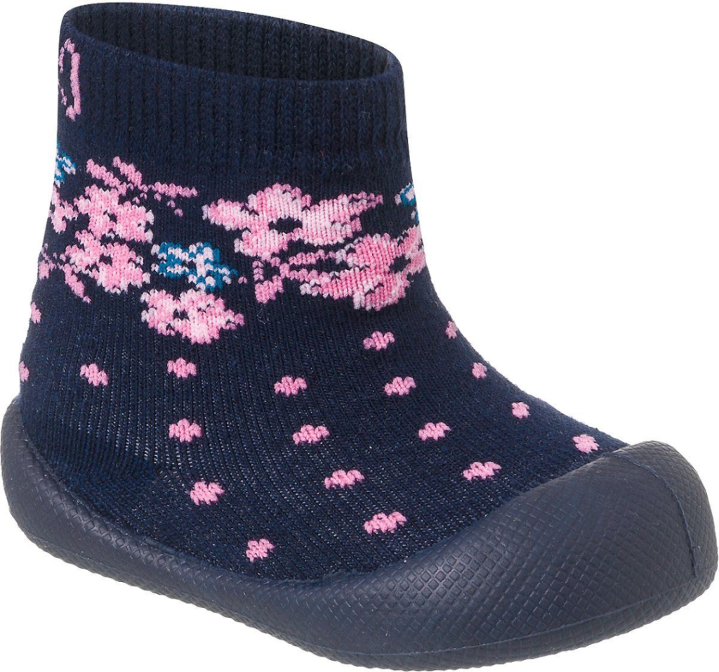Sapatinho Klin Meia Com Solado Confort Azul Marinho Com Rosa Cód: 444