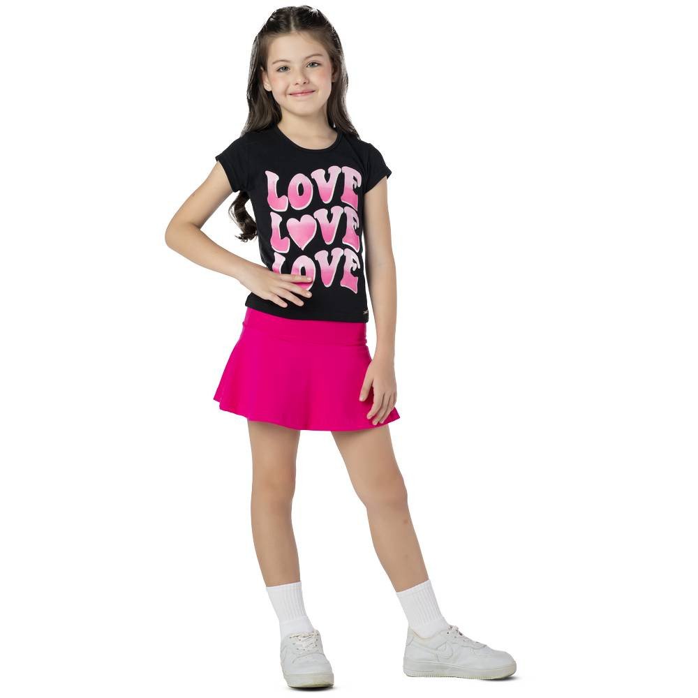 Conjunto Infantil Vrasalon Love Com Short-Saia Pink Cód: 366