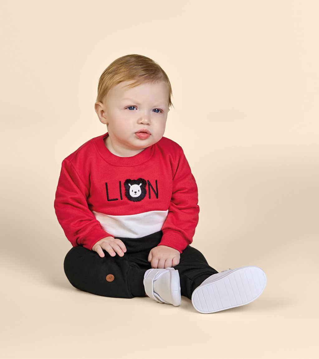Conjunto Kamylus Moletom Lion Vermelho/Preto Cód: 157
