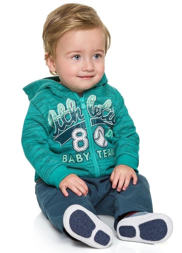 Conjunto Bebê Brandili Jaqueta Athletic Baby Team Com Capuz Verde Cód: 294