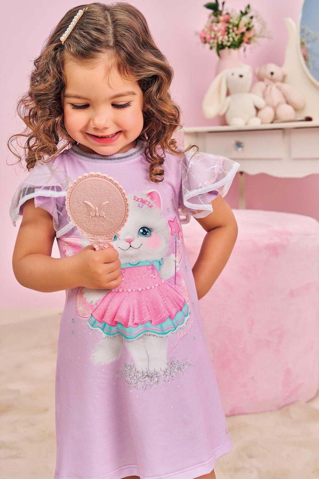 Vestido Kukiê Em Malha Power Fadinha Gatinha Luxo Cód: 384