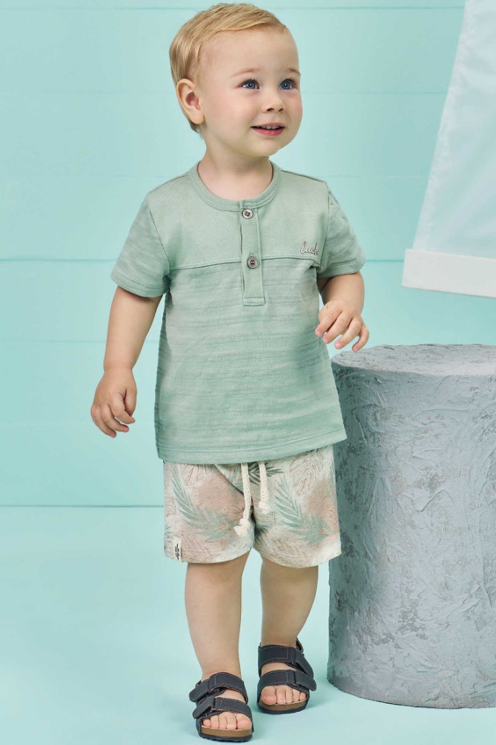 Conjunto Luc.boo Bermuda Folhagens Verde Linha Luxo Cód: 403